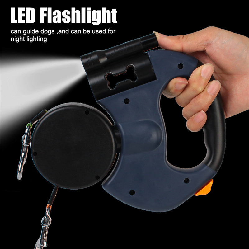 Retractable Reflective Dual Pet Dog Leash