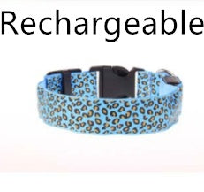 Adjustable Nylon Leopard Pet LED Collar