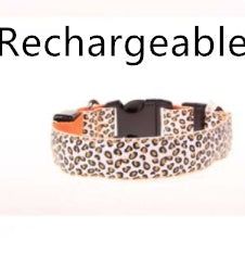 Adjustable Nylon Leopard Pet LED Collar