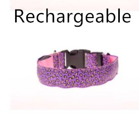 Adjustable Nylon Leopard Pet LED Collar