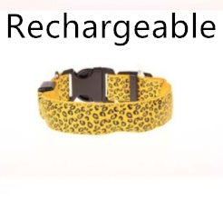 Adjustable Nylon Leopard Pet LED Collar