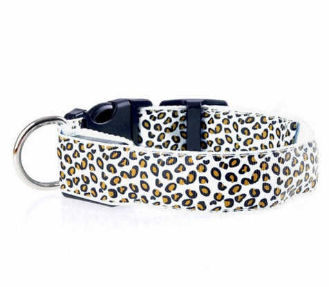 Adjustable Nylon Leopard Pet LED Collar