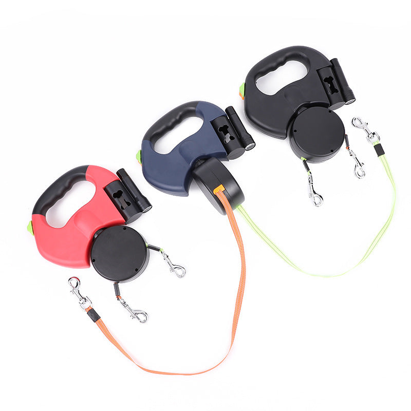 Retractable Reflective Dual Pet Dog Leash